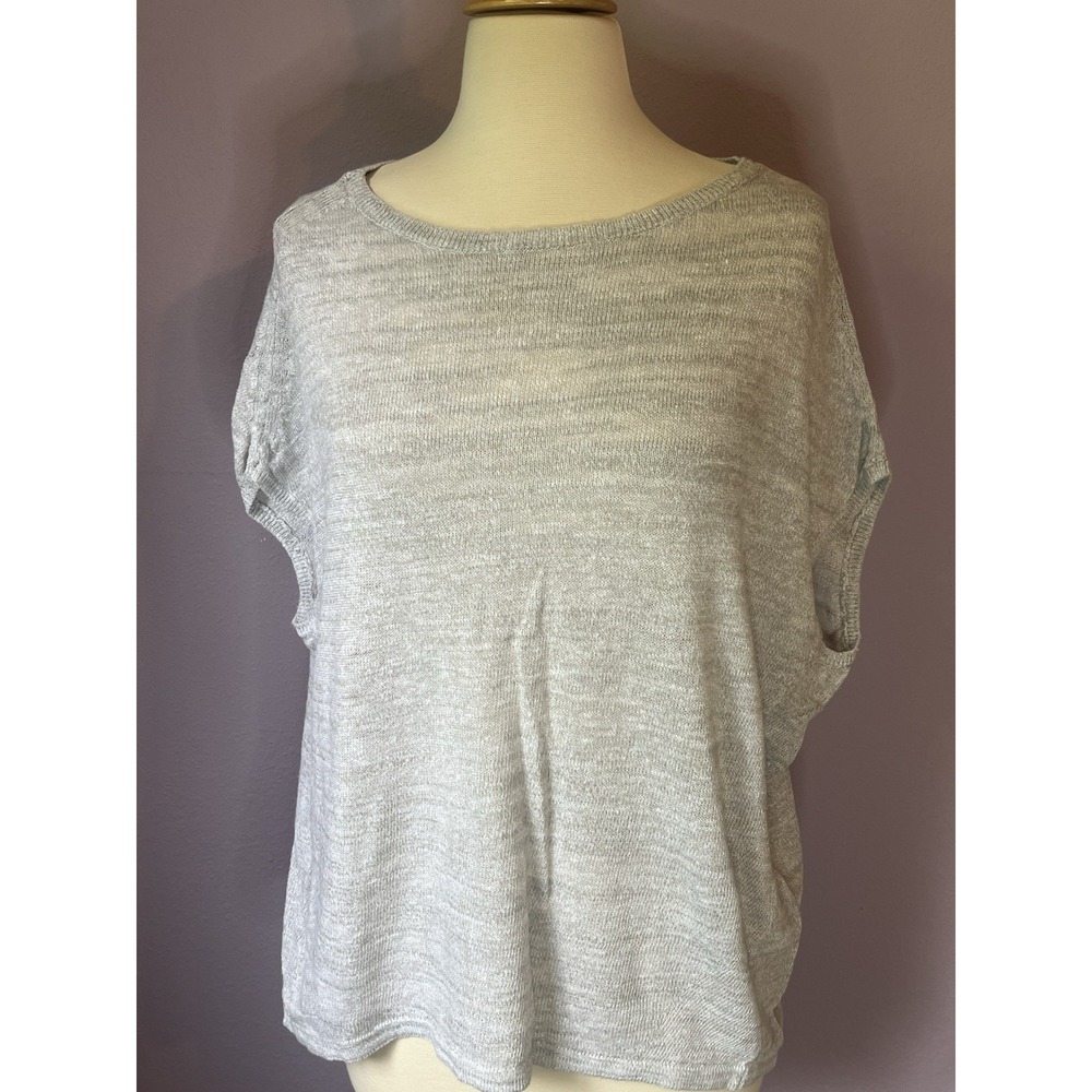 Pure Jill Light Grey Gray Sleeveless Sweater Linen Blend Size Medium‎